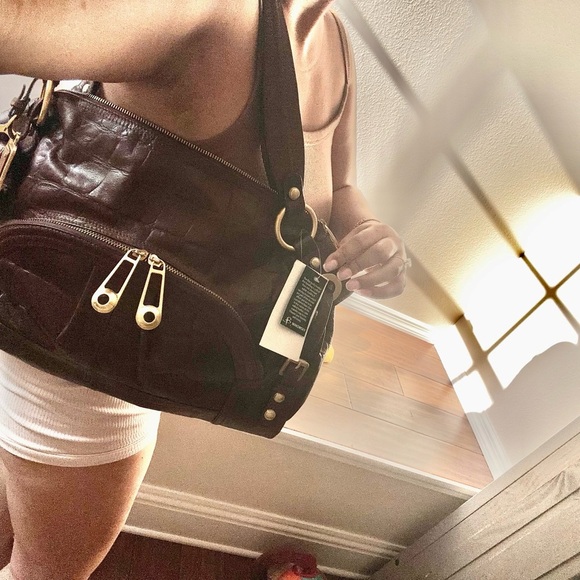 Big brown slouchy Elegant Leather Handbag y2k shoulder bag croc embossed purse - Picture 14 of 16